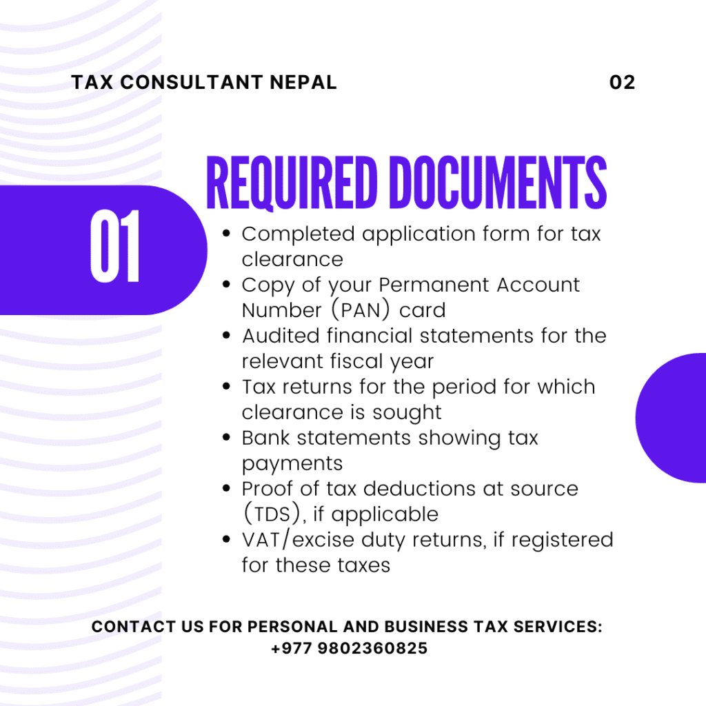 documents required for tax clearance certificate in nepal