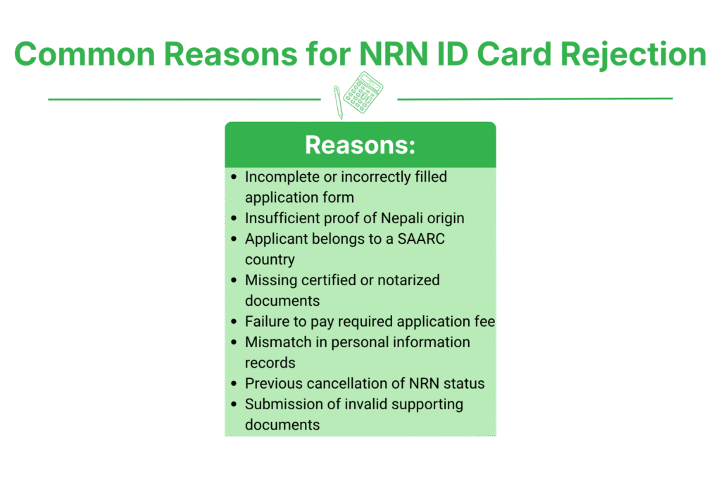 Common Reasons for Rejection of NRN ID Card Application