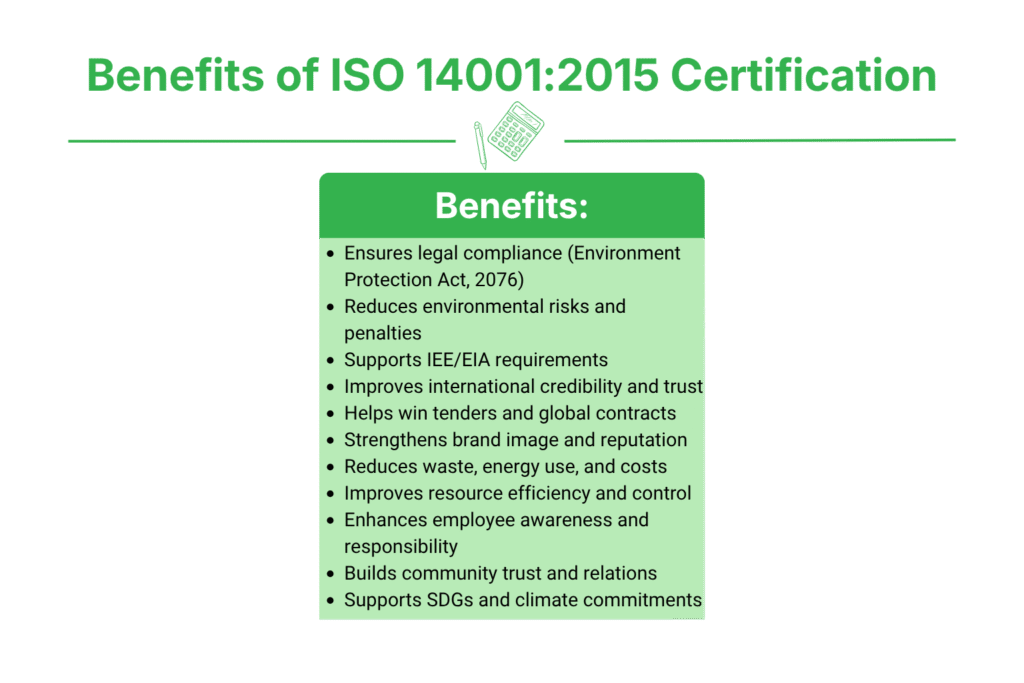 ISO 14001:2015 Certification Process in Nepal 4 Benefits of ISO 14001:2015 Certification for Nepalese Organizations