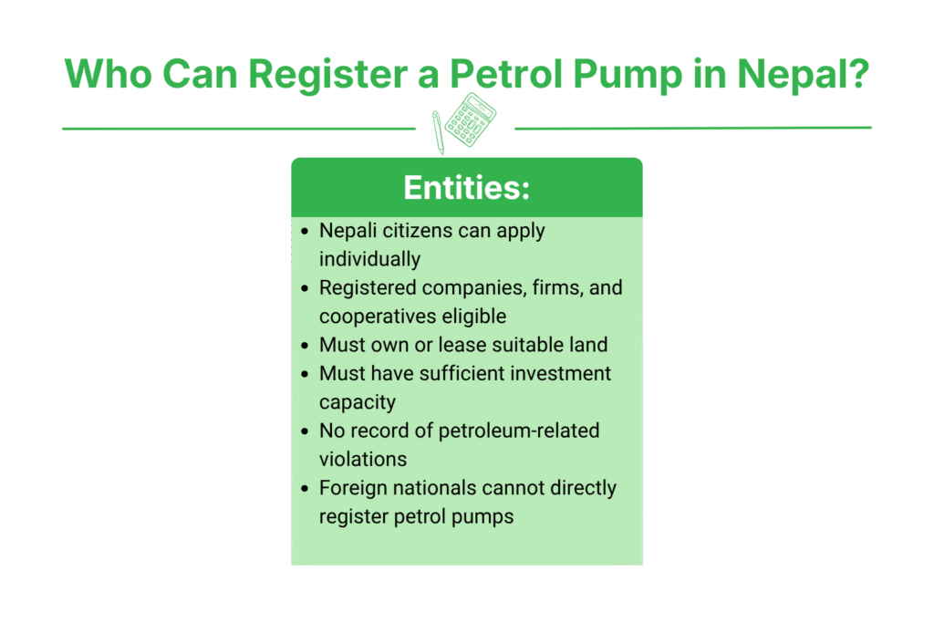 How to Register a Petrol Pump in Nepal? 2 Who Can Register a Petrol Pump in Nepal?