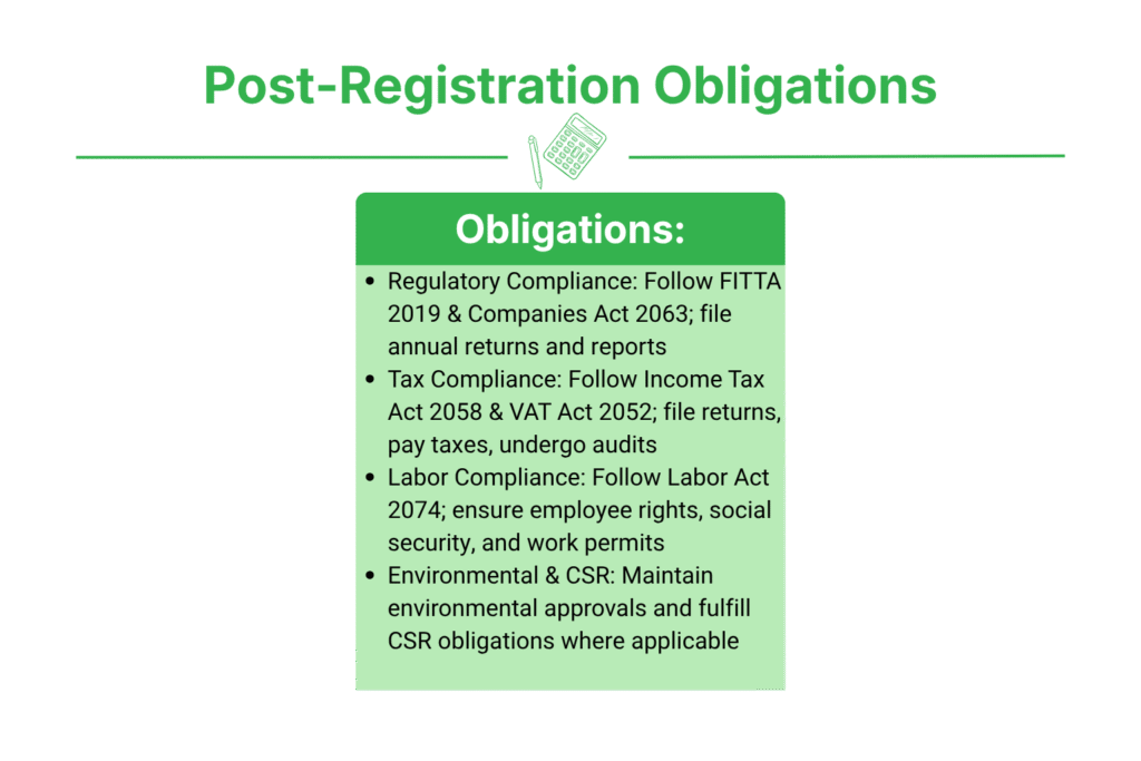 Fees for Foreign Company Registration in Nepal 3 Post-Registration Obligations