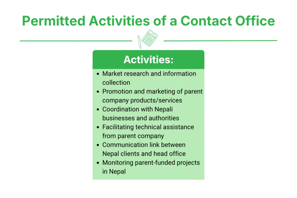 Contact Office Registration for Foreign Company in Nepal 2 Permitted Activities of a Contact Office in Nepal