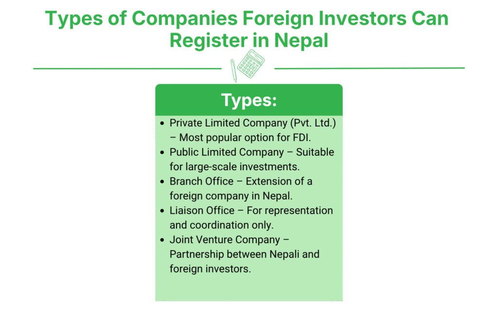Company Registration with FDI Approval in Nepal 2 What Types of Companies Can a Foreign Investor Register in Nepal?