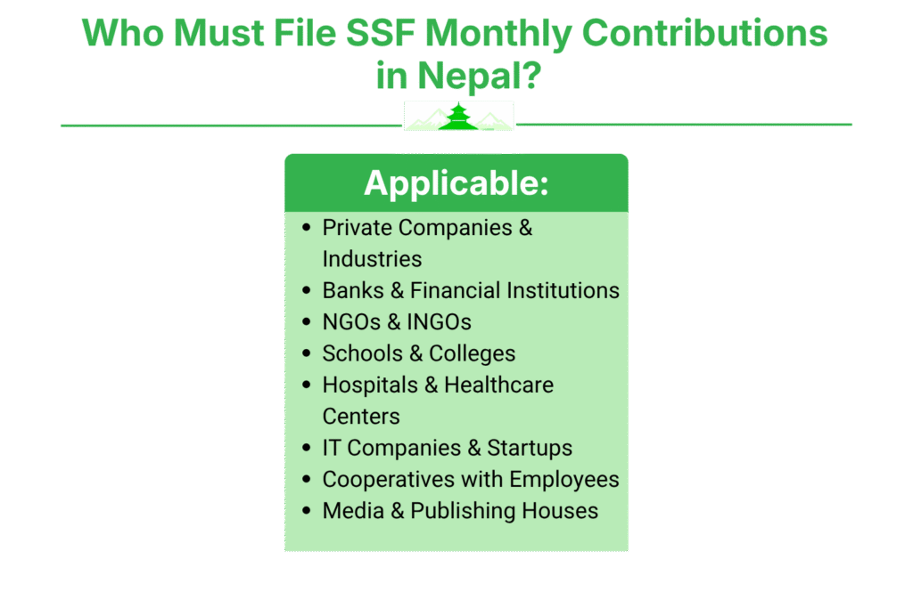 SSF Monthly Filing in Nepal 2 Who Must File SSF Monthly Contributions in Nepal?