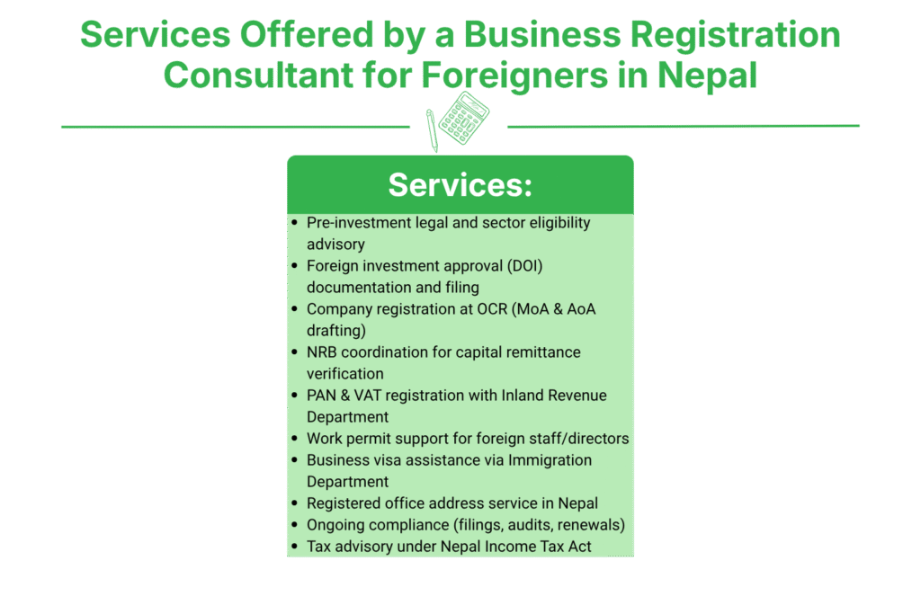Business Registration Consultant for Foreigners in Nepal 4 Services Offered by a Business Registration Consultant for Foreigners in Nepal