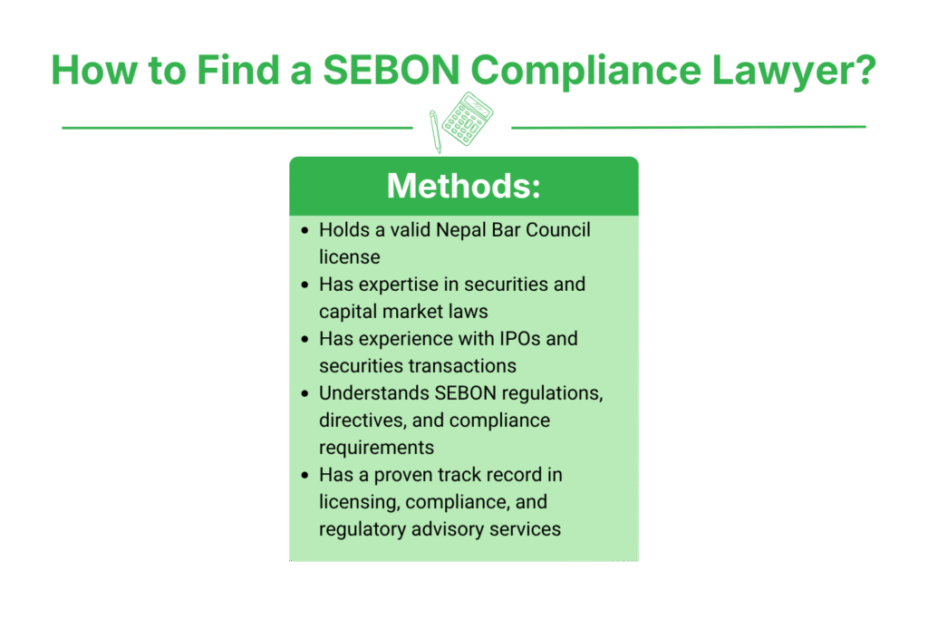 SEBON Compliance Lawyer in Nepal 4 How to Find a SEBON Compliance Lawyer in Nepal